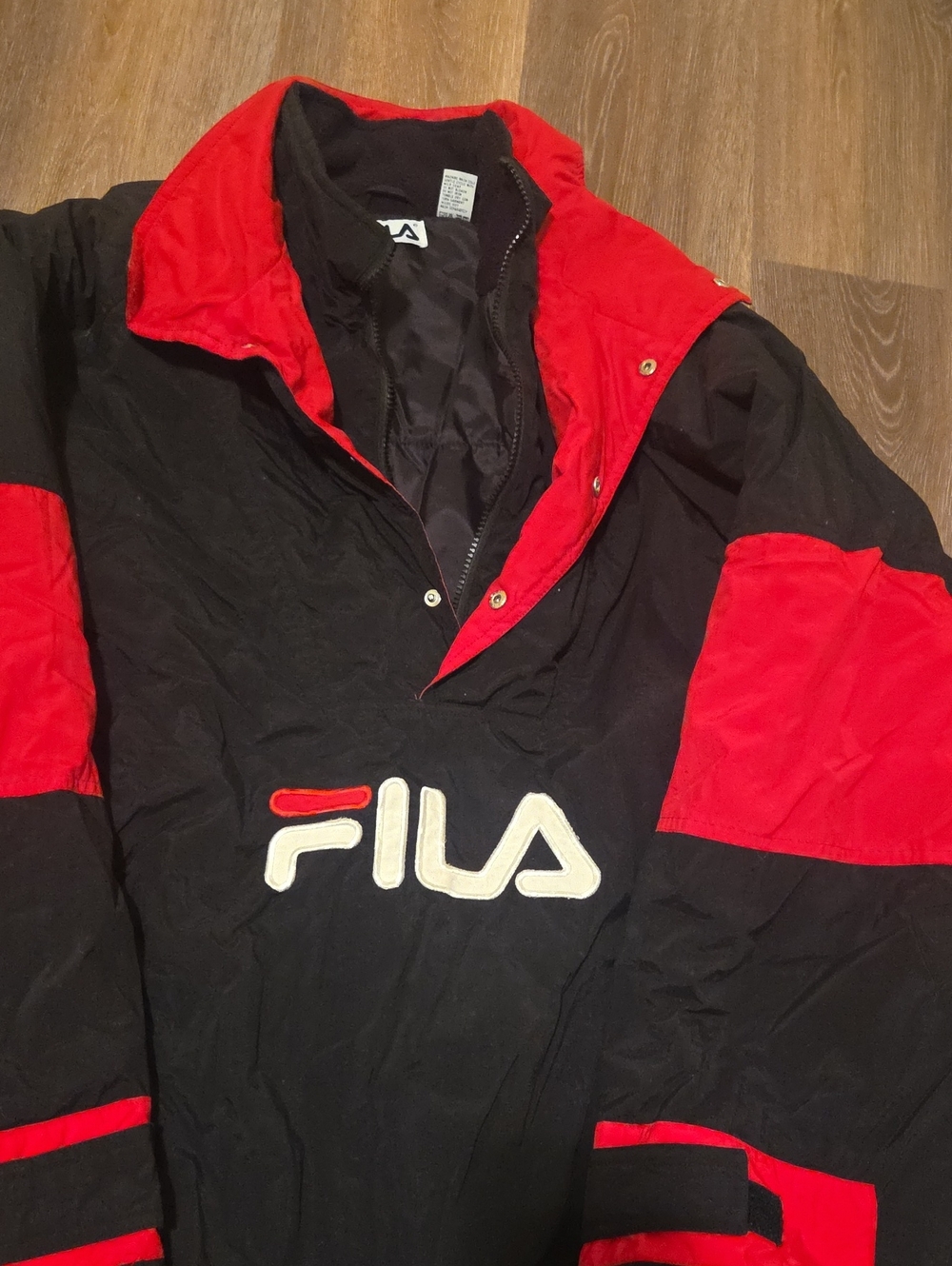 Fila Men’s Black Windbreaker with Red Accents